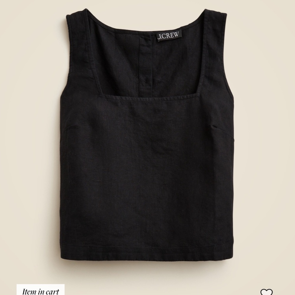 Black J.Crew square neck button up sleeveless linen top (new without tags)